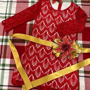 Gorgeous upcycled Christmas/Beauty Pageant dress. Girls size 6-6x small 7-8